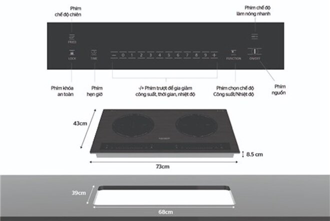 Bếp từ âm 2 vùng nấu Sunhouse SHB999-PLUS