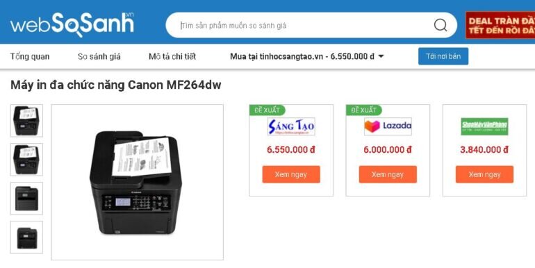 Máy in đa chức năng Canon MF264dw - Giá tham khảo: 6.550.000 vnđ