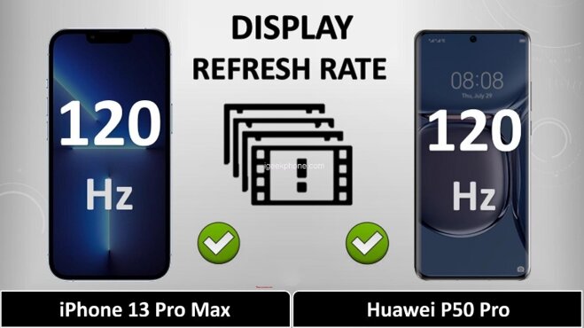 So sánh điện thoại huawei p50 pro và iphone 13 pro max