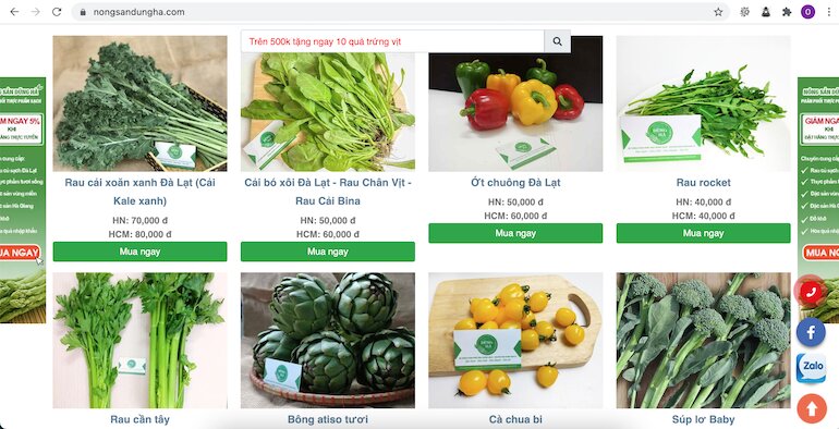 Nông sản Dũng Hà - Trang Website bán thực phẩm online uy tín ở TP HCM, Hà Nội