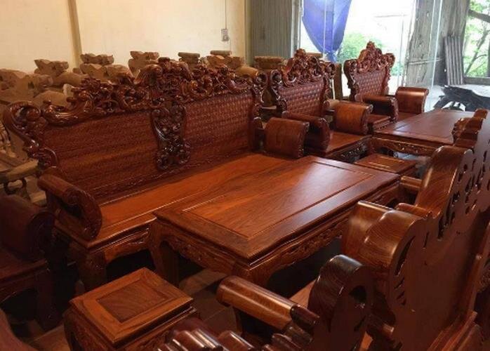 bàn ghế phòng khách gỗ hương đỏ