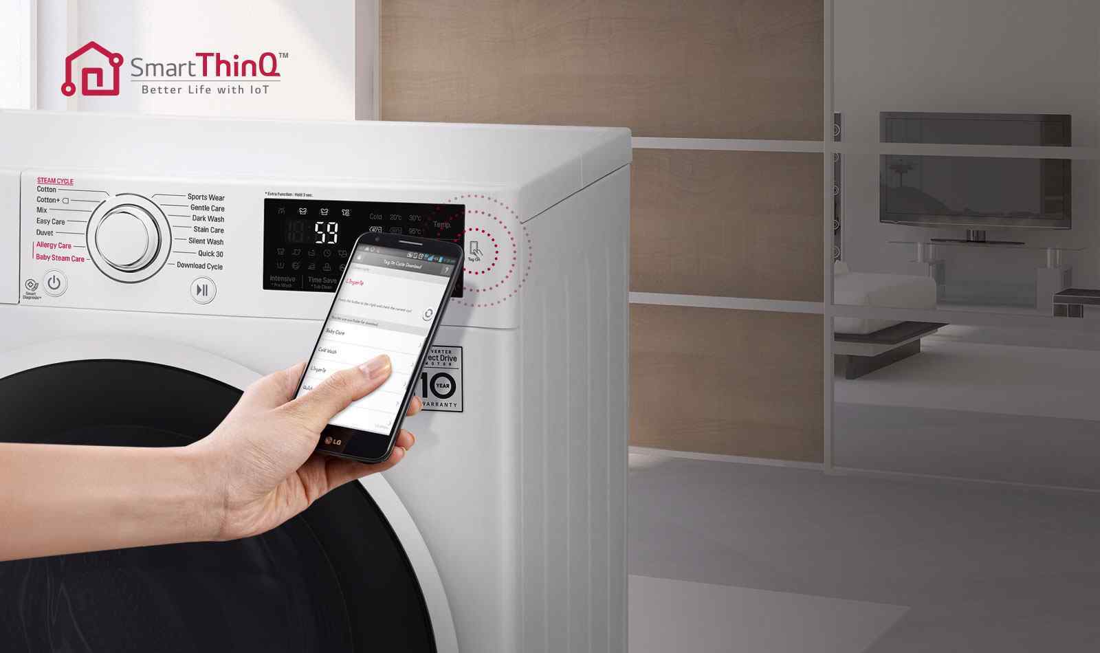 Công nghệ SmartThinQ trên máy giặt sấy LG FC1409D4E