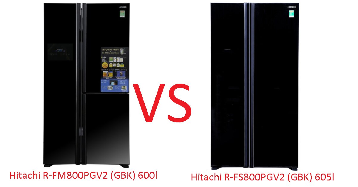 Tại sao nên chọn mua tủ lạnh 3 cánh SBS Hitachi R-FM800PGV2 (GBK) - 600 Lít mà không phải Hitachi R-FS800PGV2 (GBK) 605l?
