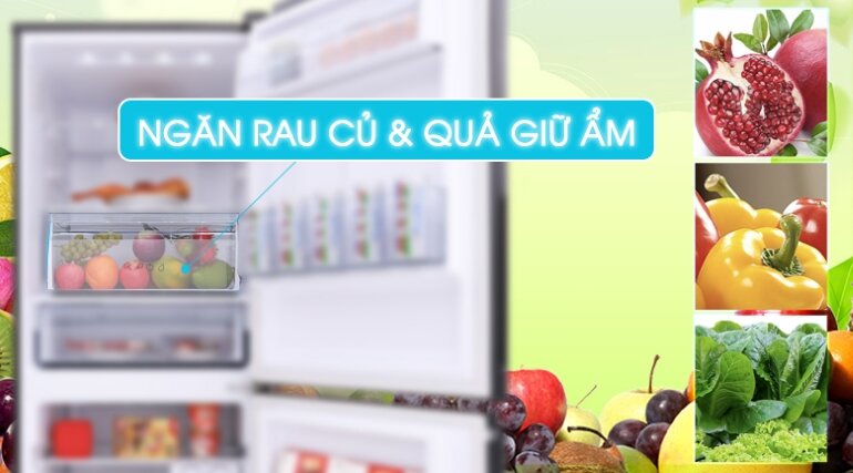 Rau củ luôn tươi ngon, giữ được chất dinh dưỡng khi bảo quản trong ngăn rau củ của tủ lạnh Panasonic 322 lít