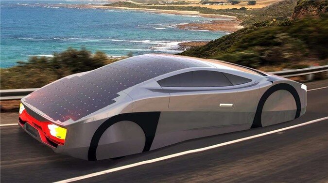 The Immortus is so light and aerodynamic, has such a light footprint on the road and so many built-in solar panels, that it is designed to drive for an unlimited range on a sunny day