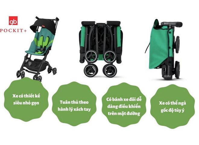 Xe đẩy GB Pockit + All Terrain có thiết kế chắc chắn, gấp gọn tiện dụng