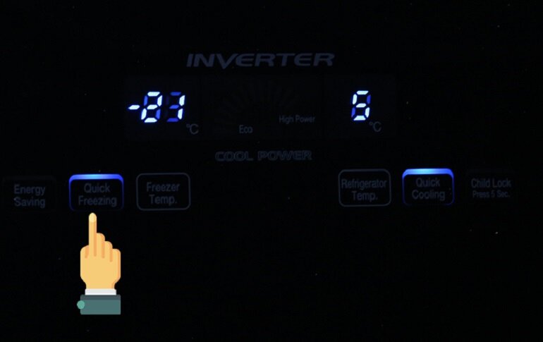 Cách bật/tắt chế độ cấp đông nhanh trên tủ lạnh Hitachi 382l R-WB475PGV2