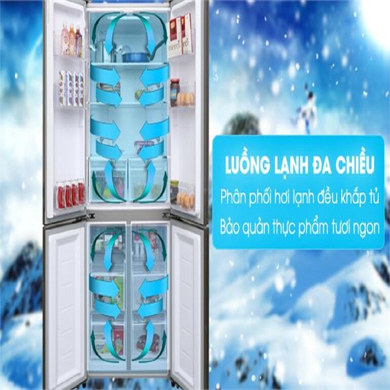 Tủ lạnh 4 cửa 511L AQUA AQR-IGW525EM(GP) Inverter với công nghệ làm lạnh đa chiều