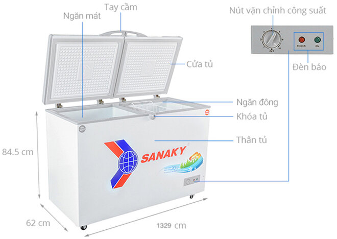 Tủ đông Sanaky 4099w1 được trang bị bánh xe linh hoạt trong quá trình di chuyển