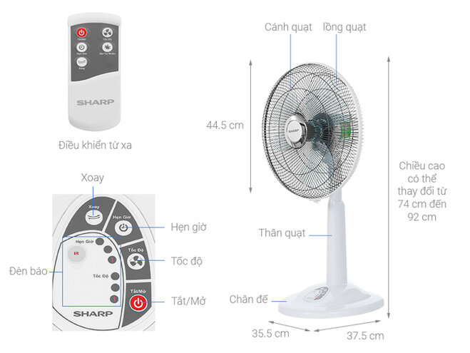 Quạt lửng Sharp pj-l40rv-dg được trang bị mô tơ bạc thau quấn dây đồng 100% bền bỉ.