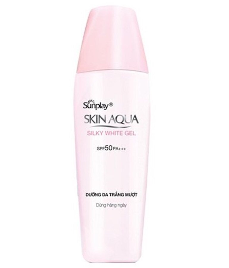Kem chống nắng Skin Aqua màu hồng – Silky White Gel
