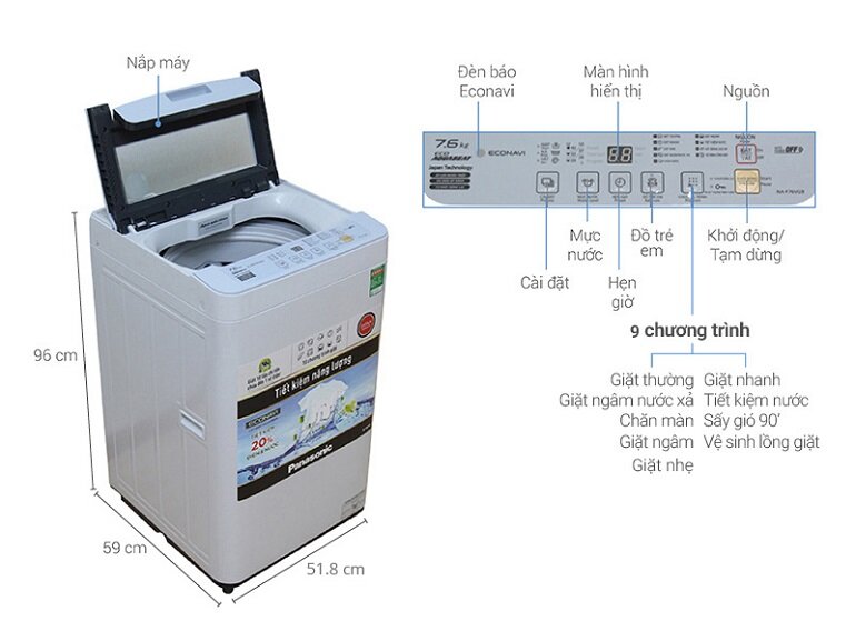 Máy giặt Panasonic 7.6 kg NA-F76VS9HRV