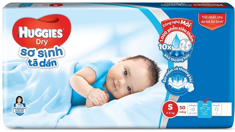 Bỉm Tã Dán Huggies Size S 30 Miếng cho bé 4  8kg  thienduongtrethocom