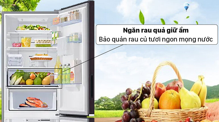 Ngăn bảo quản rau củ quả cân bằng ẩm của tủ lạnh Samsung 307 lít