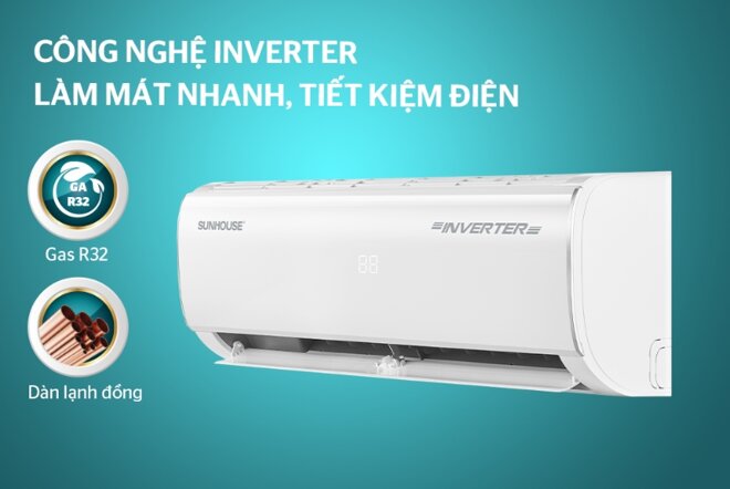 Điều hòa Sunhouse 12000 BTU inverter 1 chiều SHR-AW12IC620: Giải pháp làm mát tiết kiệm điện cho phòng 16 - 22m2