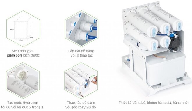 Máy lọc nước Kangaroo Hydrogen ion kiềm KG100EED-IoT có hệ thống 5 lõi đúc