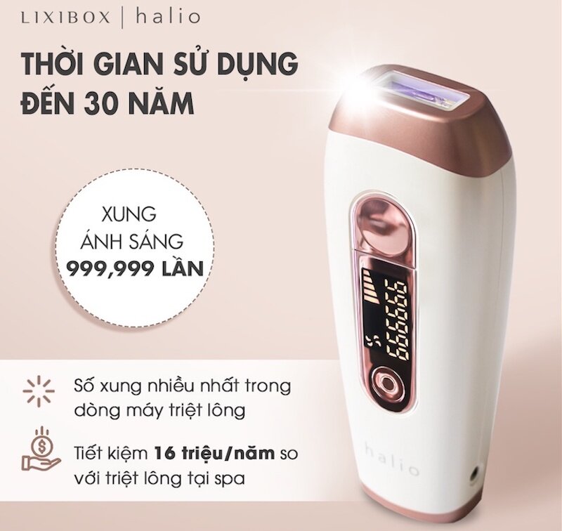 Tuổi thọ máy cao với 999.999 lần xung ánh sáng, có thể sử dụng đến 30 năm, tiết kiệm 16 triệu/năm so với đi Spa.