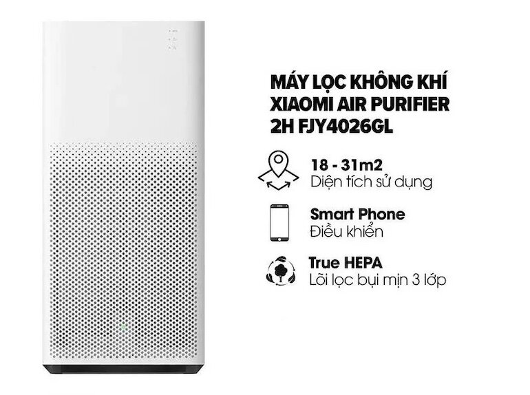 Máy lọc không khí Xiaomi MI AIR PURIFIER 2H với 4 cấp độ lọc, tuần hoàn không khí ở trong phòng 11 phút giúp tiêu thụ điện năng thấp.
