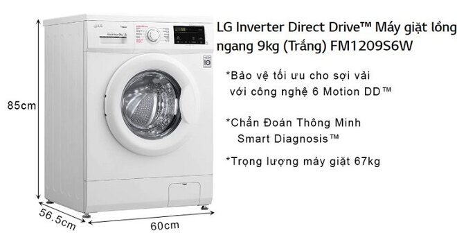 Máy giặt LG Inverter 9 kg FM1209S6W