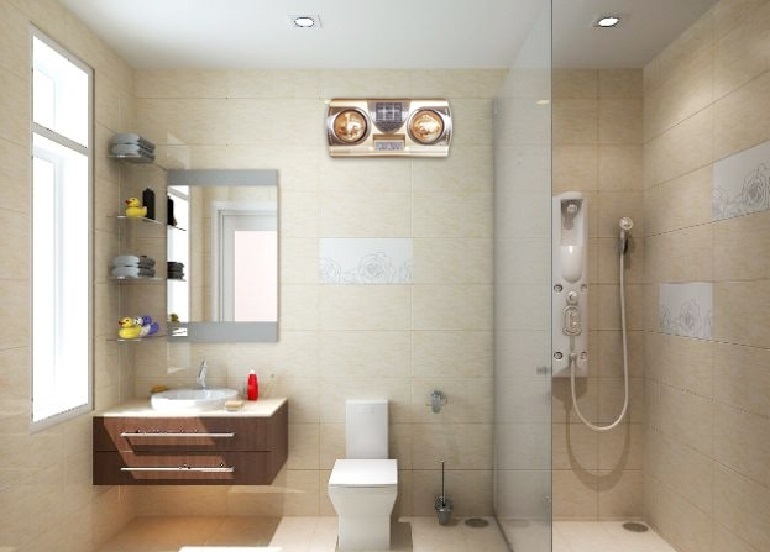 Nên chọn đèn sưởi nhà tắm 2 bóng phù hợp với diện tích