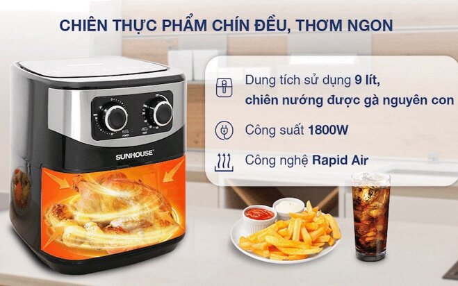 Khám phá thế giới ẩm thực mới với nồi chiên không dầu Sunhouse SHD4035