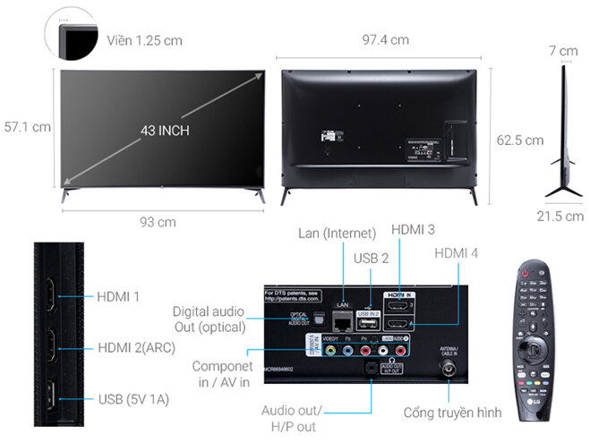 Cận cảnh chiếc tivi LG 43UJ652T