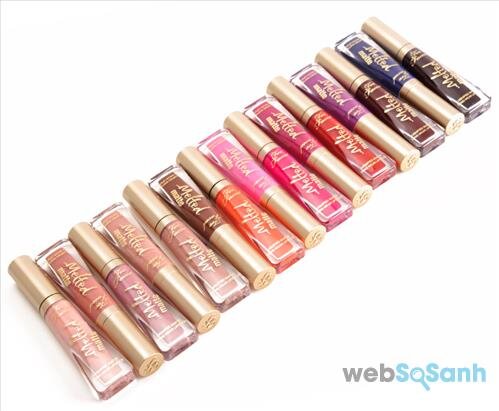 Bảng màu hiện tại của dòng son kem lì Too Faced Melted Matte Liquid Lipstick là 18 tone màu