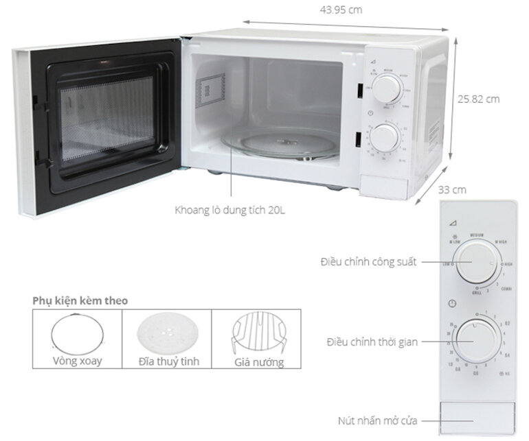 Lò vi sóng có nướng Electrolux EMM2022GW thân thiện với mọi nhà