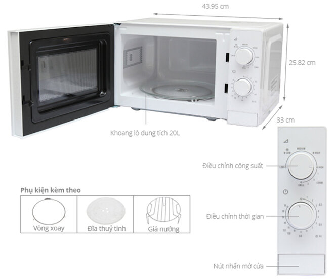 Lò vi sóng có nướng Electrolux EMM2022GW thân thiện với mọi nhà