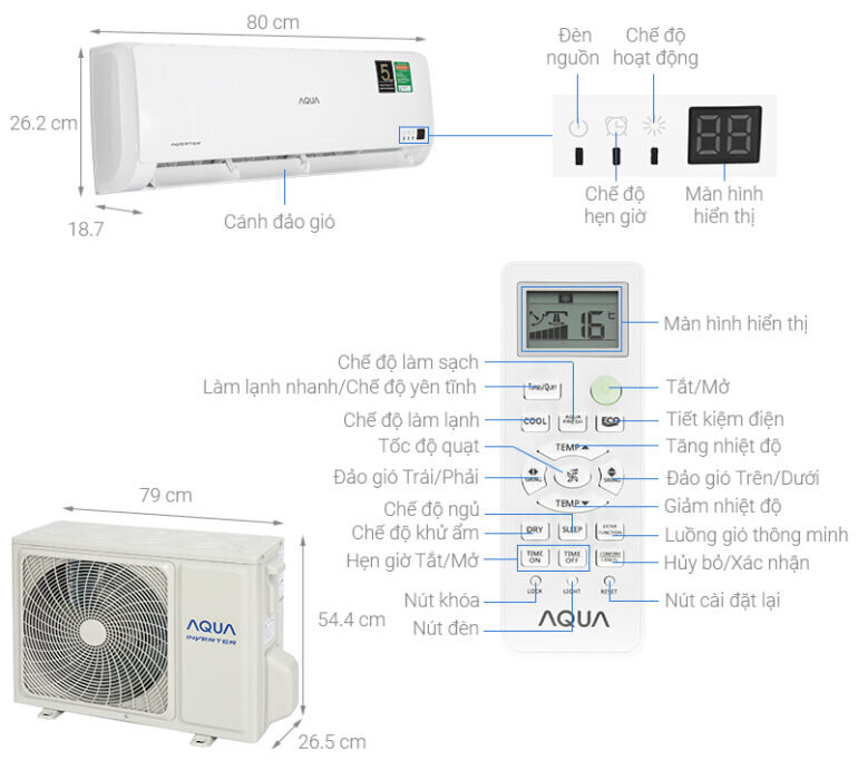 Điều hòa Aqua AQA-KCRV10TR 9000btu - Giá tham khảo: 7.990.000 vnd