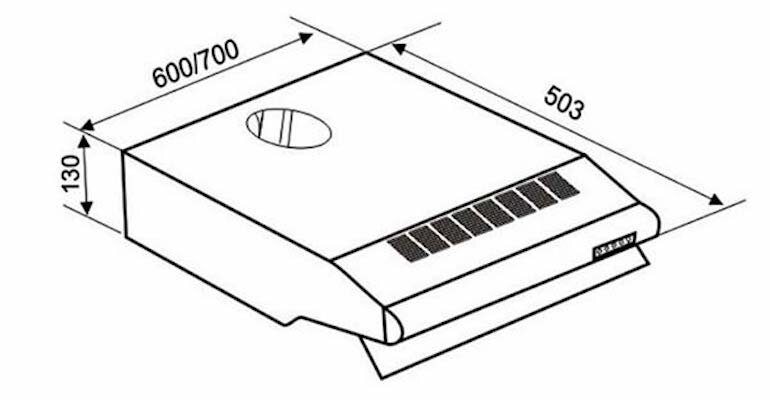 Kích thước lắp đặt máy hút mùi Faster