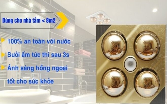 Đèn sưởi nhà tắm Kottmann K4B-T âm trần với 4 bóng