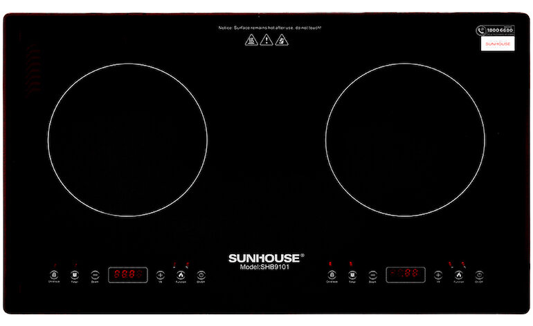 Bếp đôi điện từ Sunhouse SHB9101 - thiết kế đơn giản phù hợp với mọi gia đình