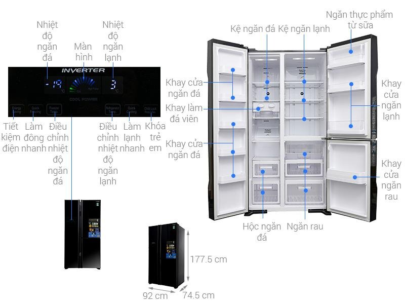 R-FM800 có kích thước, dung tích rất rộng rãi cho gia đình đông người sử dụng