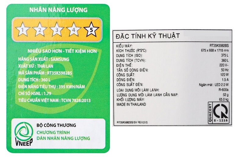 Tủ lạnh Samsung RT35K5982BS/SV 360 lít