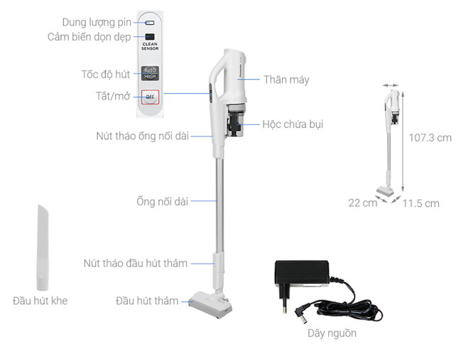 Mẫu máy hút bụi cầm tay không dây Panasonic MC-SB30JW049