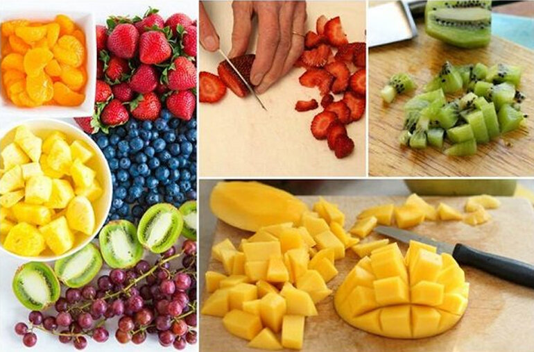 sơ chế hoa quả làm nhân bánh trung thu rau câu trái cây