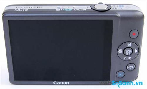 Canon IXUS 115 HS sở hữu màn hình PureColor II G TFT LCD kích thước 3 inch với 230 000 điểm ảnh