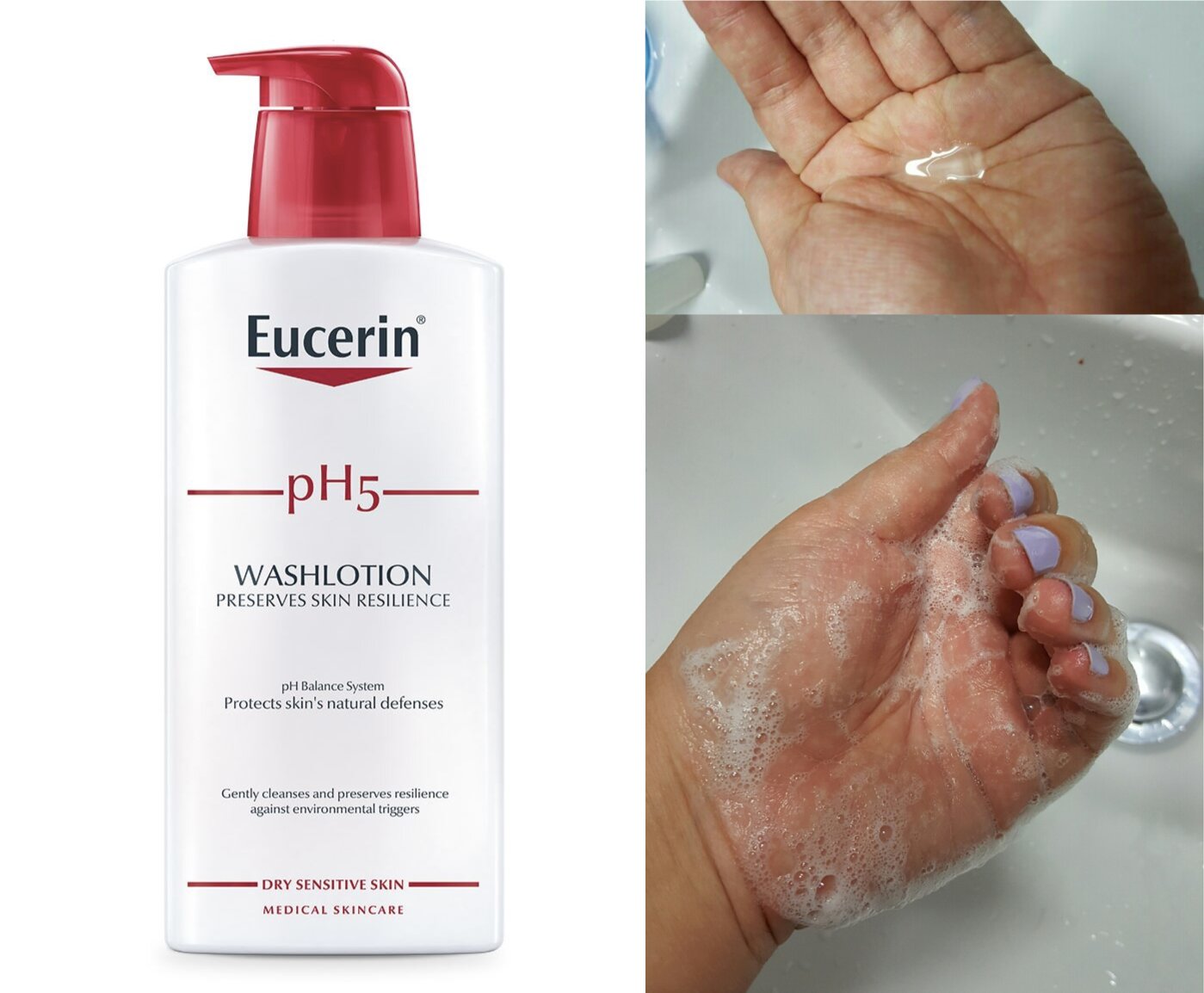 kết cấu sữa tắm Eucerin