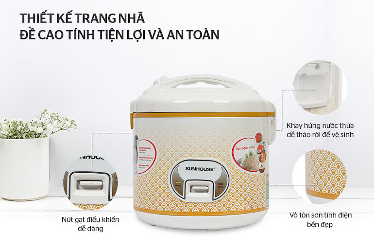 Sunhouse SH830 2.8L giúp nấu ăn cho gia đình trên 6 thành viên