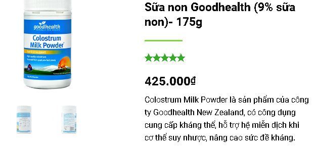 Giá sữa non Goodhealth hộp nhựa 9% là 305.000 vnđ - 425.000 vnđ/hộp 175g
