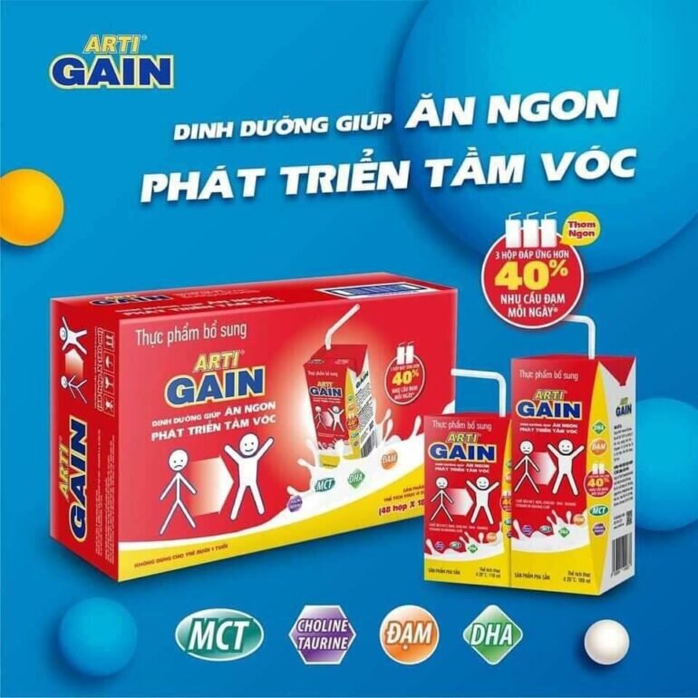 Sữa bột pha sẵn Arti Gain 110ml tăng cân hiệu quả - Giá tham khảo: 305.000 vnd/ thùng 48 hộp