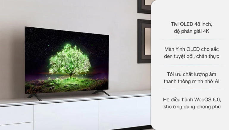 Vẻ đẹp sang trọng và thanh lịch của chiếc Smart Tivi OLED LG 4K 48 inch 48A1PTA đến từ những đường nét thiết kế
