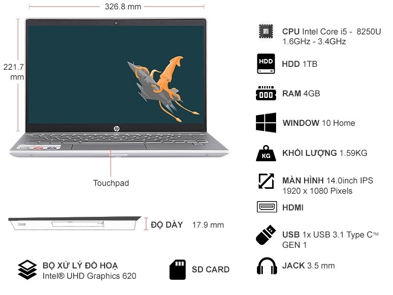 Laptop HP Pavilion 14-ce1014TU 5JN05PA