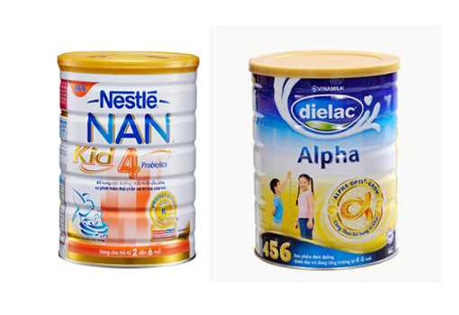 Sữa bột Dielac Alpha 456 HT với Nestlé NAN Kid 4 