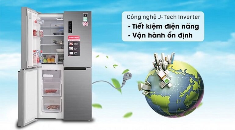 Người dùng đánh giá cao tủ lạnh 4 cánh tiết kiệm điện Sharp Inverter SJ-FX420V-SL