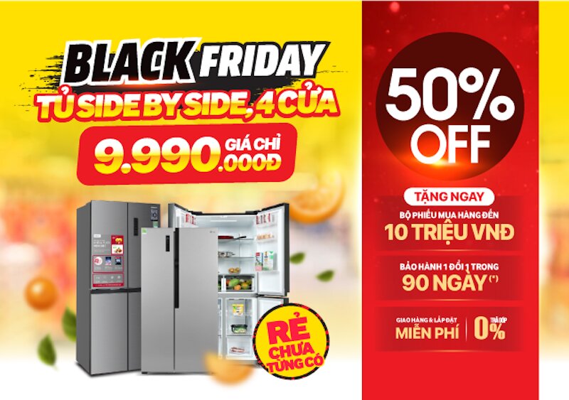 Giảm giá tủ lạnh kịch sàn mùa Black Friday 2024 tại các trang TMĐT và hệ thống điện máy