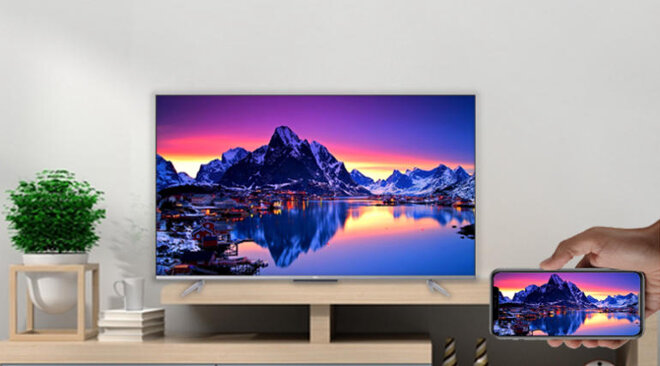 Chiếu màn hình điện thoại lên Smart Tivi TCL 4K 75P725 75 inch UHD