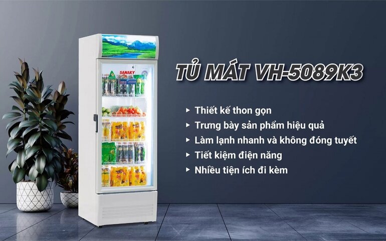 Tủ mát Sanaky VH-5089K3 có thiết kế 1 cánh trên dưới nên rất thuận tiện 