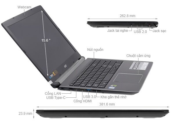 Máy laptop Acer Asprie 7 A715-72G-50NA NH.GXBSV.001 có bộ xử lý cực khỏe, tản nhiệt tốt 